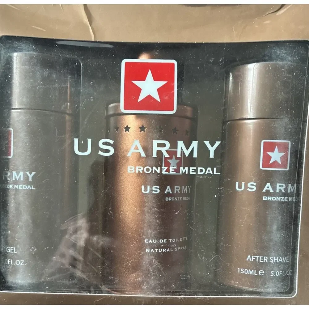US Army Bronze Medal 3.4oz EDT & 5.0 0z AFTERSHAVE & 5.0 oz SHOWER GEL SET NEW.!